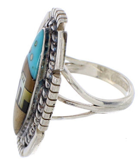 Silver Multicolor Native American Design Ring Size 5-1/4 WX41410